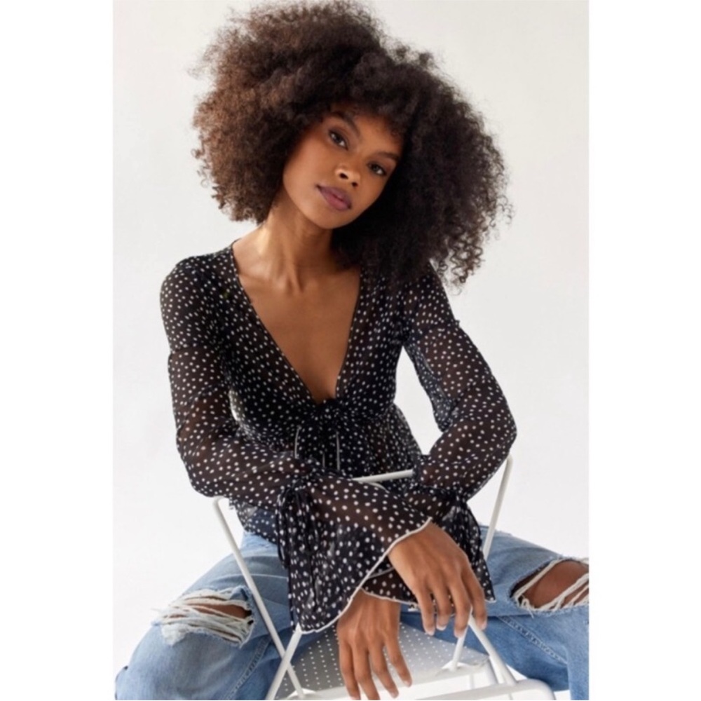 Urban Outfitters Black and White Polka Dot Blouse, Size Medium